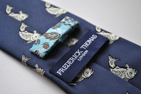 navy tie with koi carp design