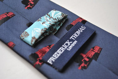 grey/blue tie with train design