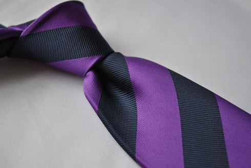 purple and navy blue barber striped tie