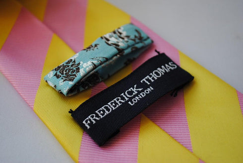 yellow and pink barber striped design tie