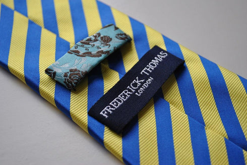 yellow and royal blue striped tie