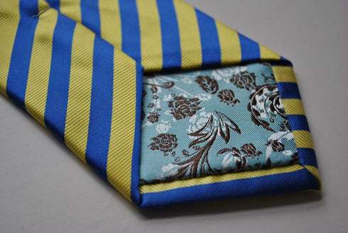 yellow and royal blue striped tie