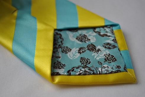 turquoise and yellow barber striped tie