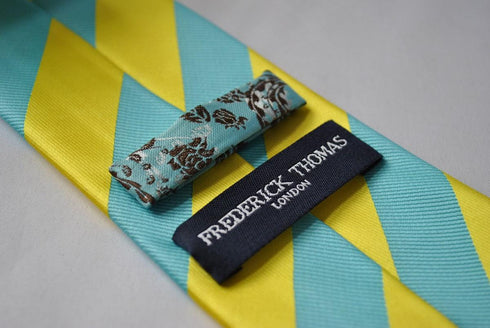 turquoise and yellow barber striped tie