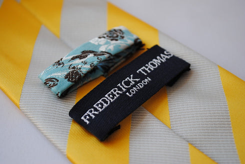 yellow gold and silver grey barber striped design tie