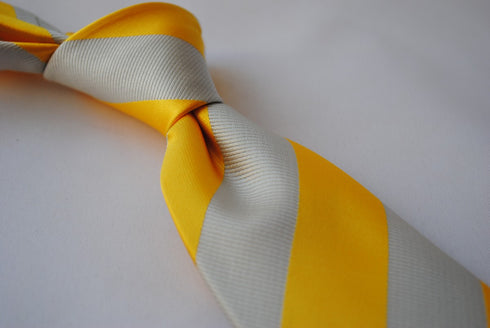 yellow gold and silver grey barber striped design tie