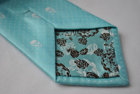 turquoise tiffany blue skulls design tie