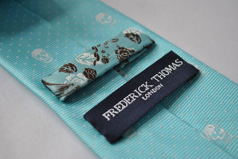 turquoise tiffany blue skulls design tie
