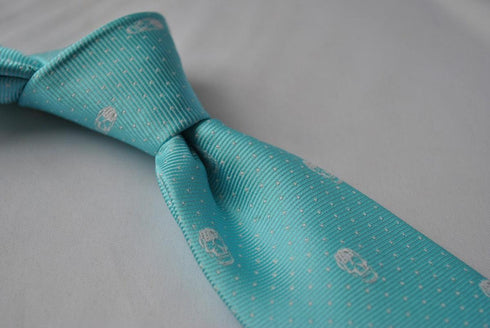 turquoise tiffany blue skulls design tie