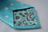 turquoise tiffany blue tie with white polka dots