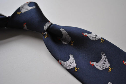 navy tie with chicken design