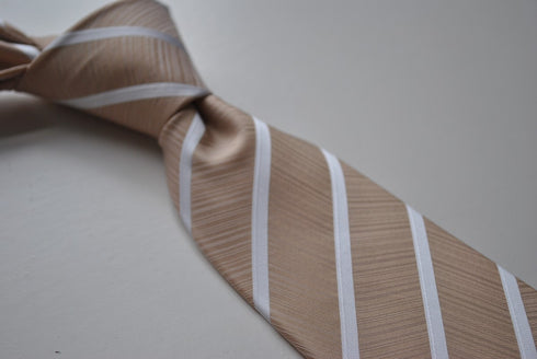 light brown and white striped tie
