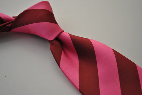 pink and maroon barber striped tie