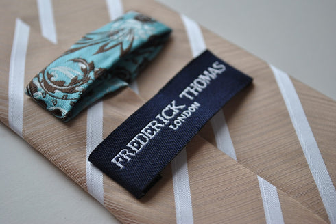 light brown and white striped tie