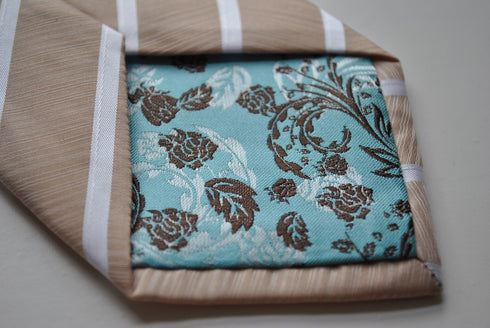 light brown and white striped tie