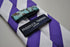 purple and white barber stripe tie
