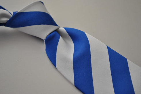 blue and white barber striped tie