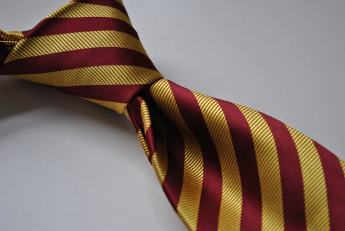 maroon and gold striped tie