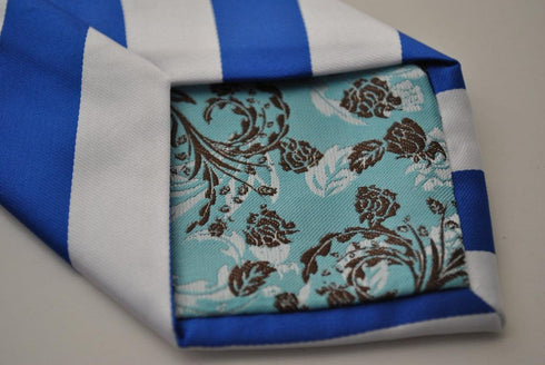 blue and white barber striped tie