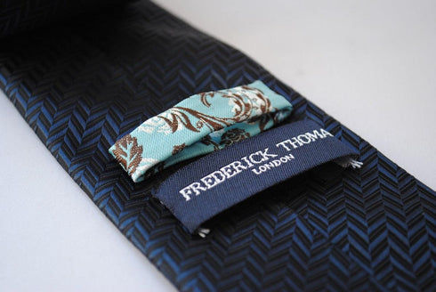 plain navy blue herringbone tie