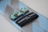 blue and silver grey barber striped design tie