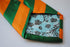 green and orange barber striped design tie