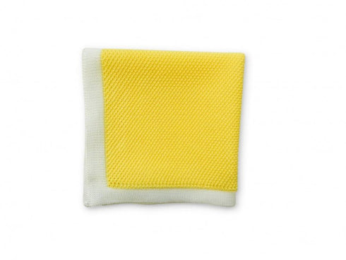 Lemon Yellow Knitted Pocket Square with White Edging