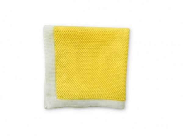 Lemon Yellow Knitted Pocket Square with White Edging