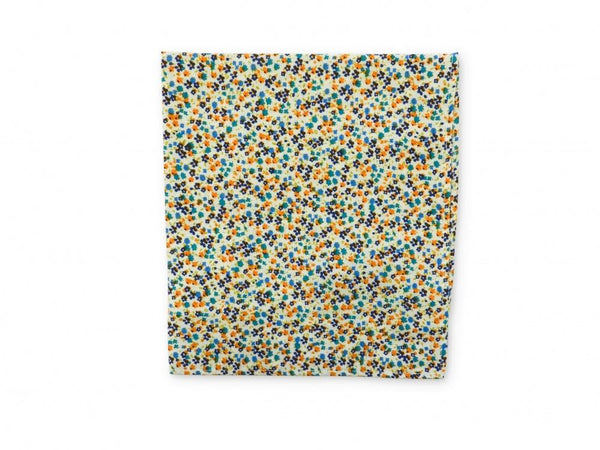 Ditsy Orange, Blue and Turquoise Floral Print Pocket Square