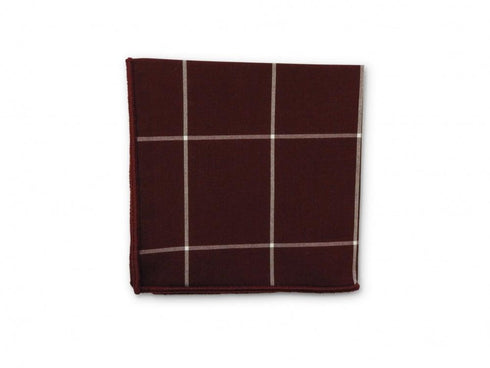 Maroon Check Pocket Square