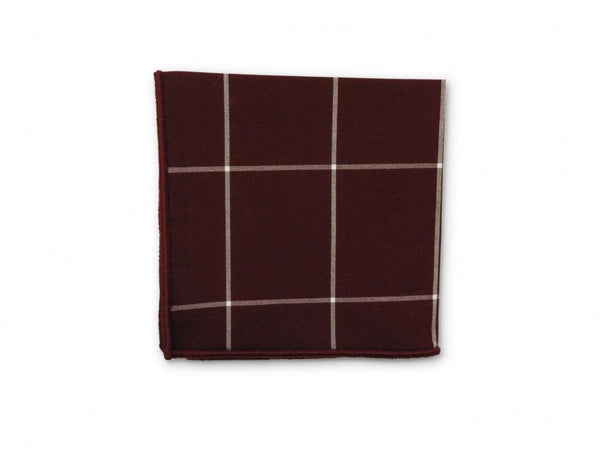 Maroon Check Pocket Square