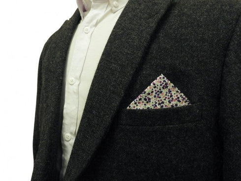 Ditsy Blue, Purple and Pink Floral Print Pocket Square