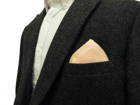 Salmon Pink Knitted Pocket Square