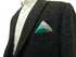Green Silk Pocket Square with Grey Edging