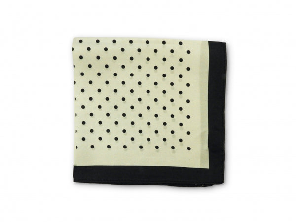 White and Black Polka Dot Silk Pocket Square