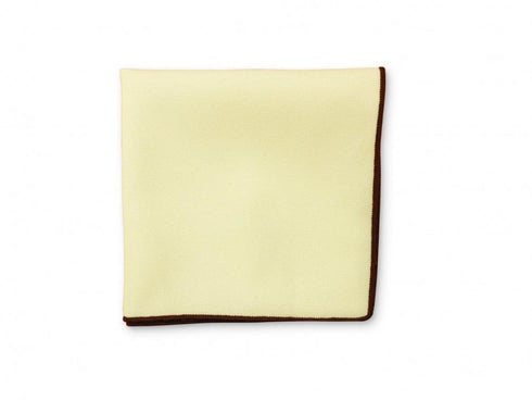 White Cotton Pocket Square with Brown Edging