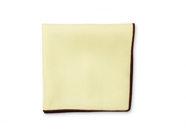 White Cotton Pocket Square with Brown Edging
