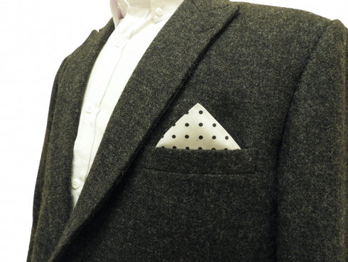 White and Black Polka Dot Silk Pocket Square