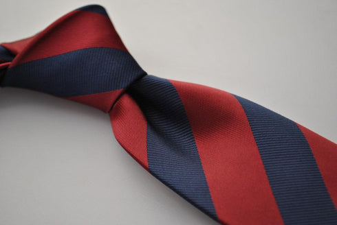 maroon and navy barber striped tie