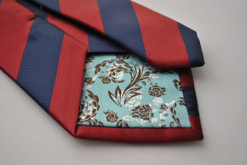 maroon and navy barber striped tie