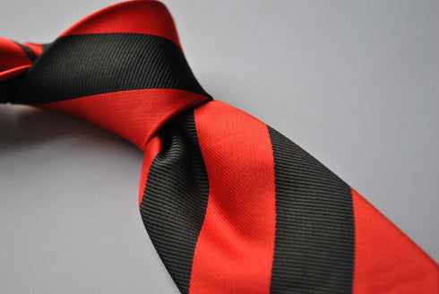 red and black barber stripe tie