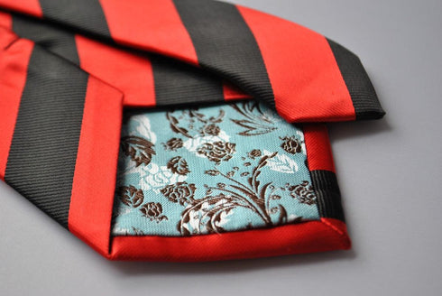 red and black barber stripe tie