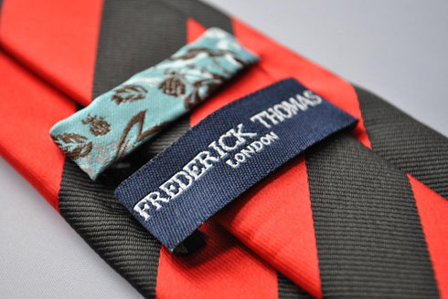 red and black barber stripe tie
