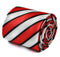 red, black and white striped tie