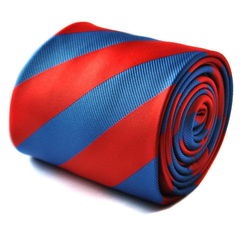 red and royal blue barber striped tie