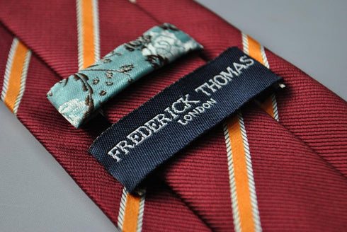 maroon and orange ribbon striped tie