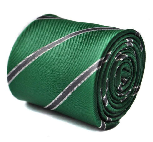 dark green and grey club striped tie