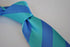 turquoise and bright blue barber striped tie