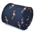 navy tie with flamingo embroidered design