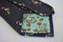 navy tie with flamingo embroidered design